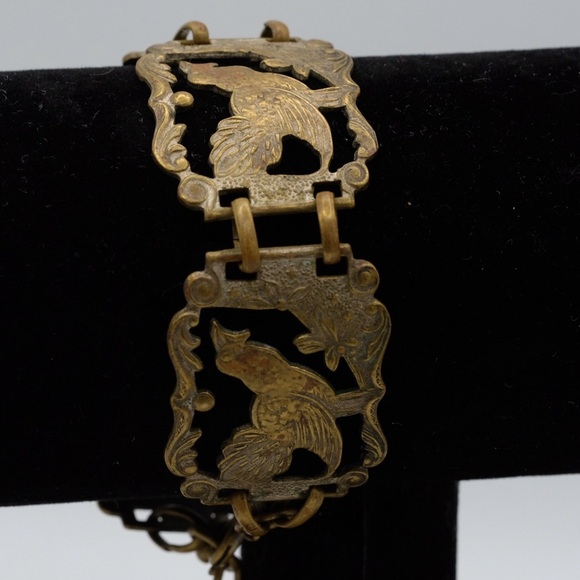 Vintage metal Panel bracelet featuring Bird designs - Picture 5 of 16